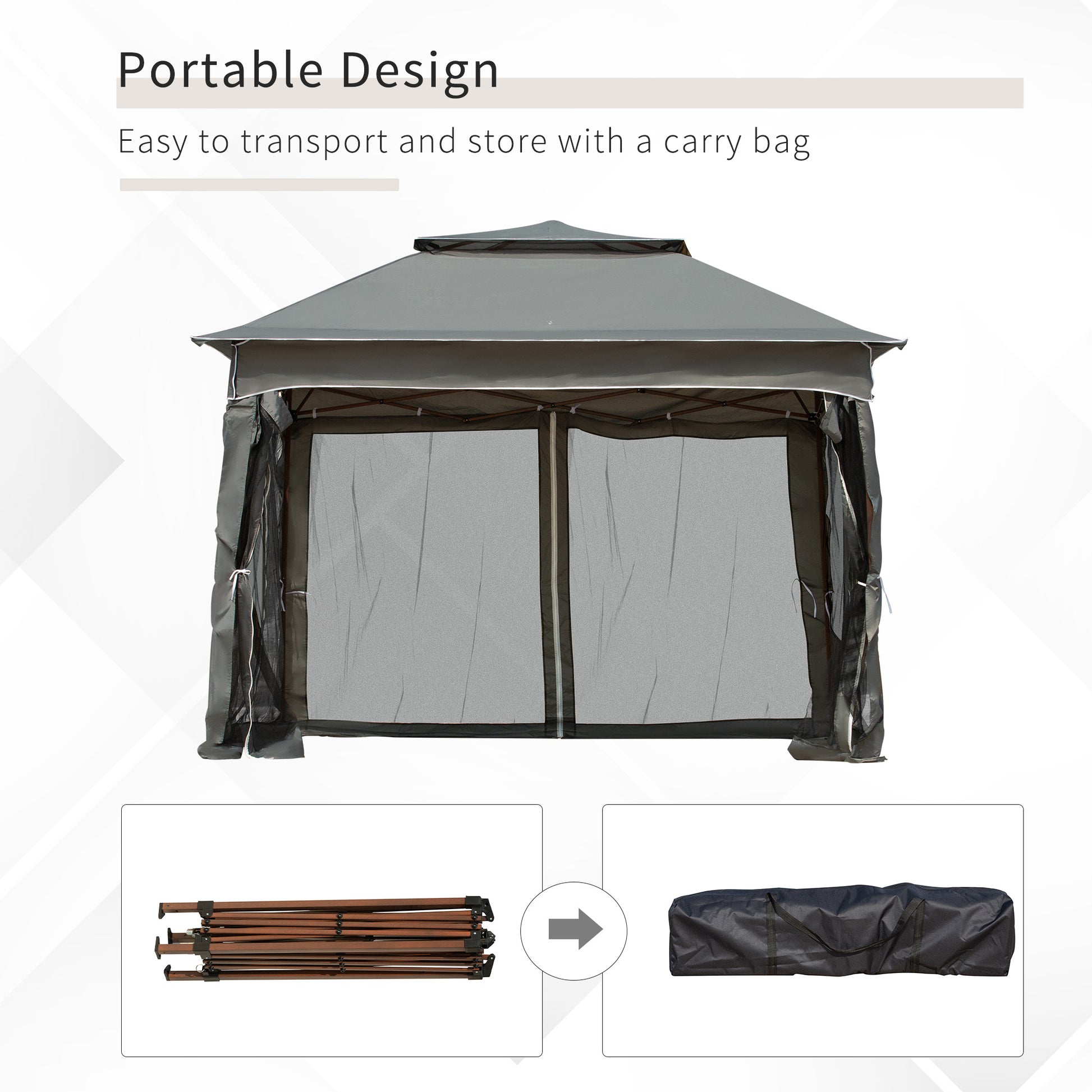 Outsunny 11' X 11' Pop Up Canopy, Outdoor Patio Gazebo Shelter With Removable Zipper Netting, Instant Event Tent W 114 Square Feet Of Shade And Carry Bag For Backyard, Garden, Dark Gray Dark Grey Polyester