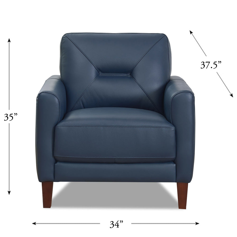 Mavis Leather Chair Navy Memory Foam Genuine Leather