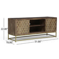 Tv Stand Walnut Gold 40 49 Inches Wood