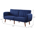 Blue And Walnut Upholstered Adjustable Sofa Blue Linen Wood Primary Living Space Split Back Modern Eucalyptus Foam Linen 2 Seat