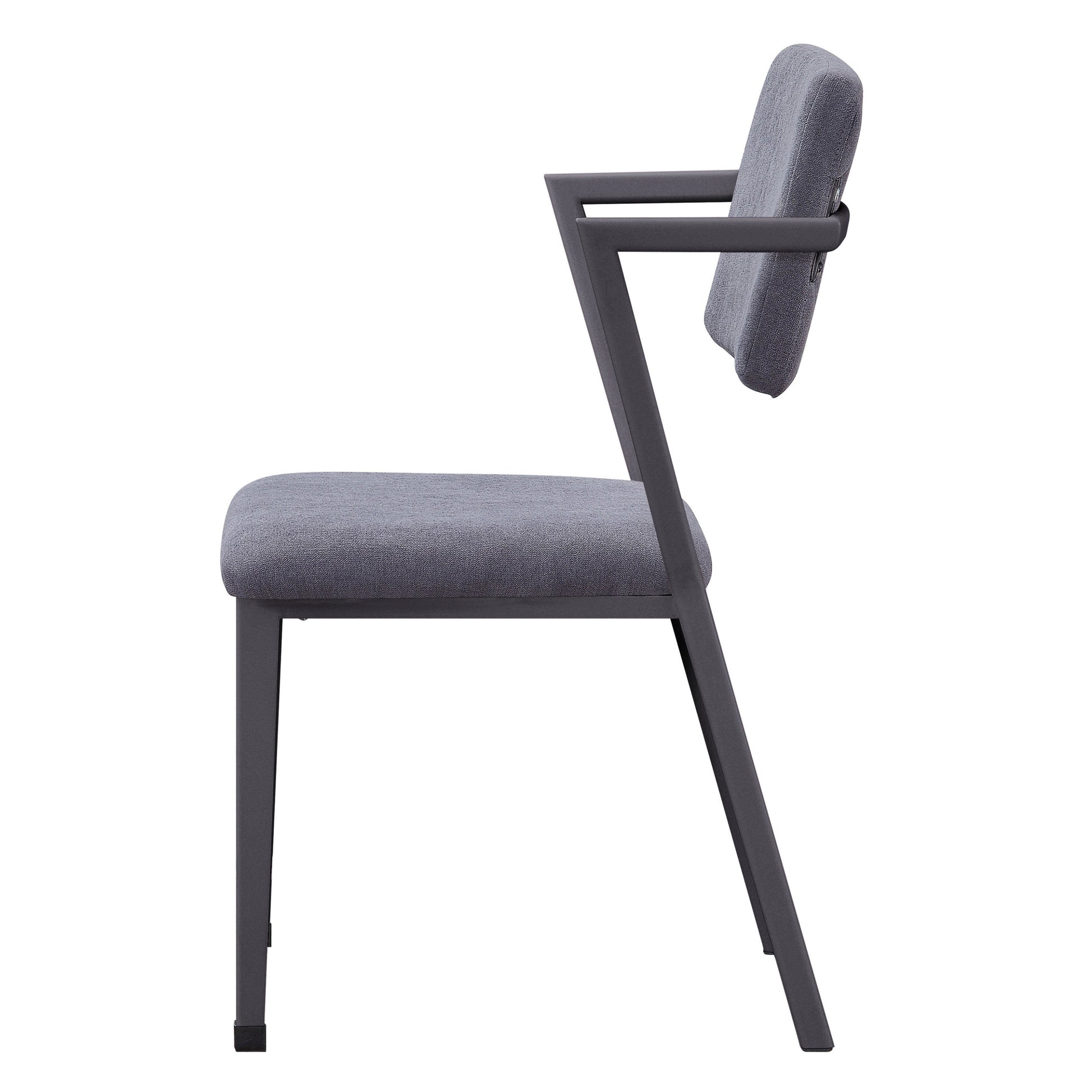 Grey And Gunmetal Open Back Dinning Chairs Set Of 2 Grey Primary Living Space Modern Fabric Metal