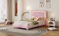Twin Size Upholstered Bed Frame With Led Lights,Modern Velvet Platform Bed With Tufted Headboard,Pink Twin Pink Velvet