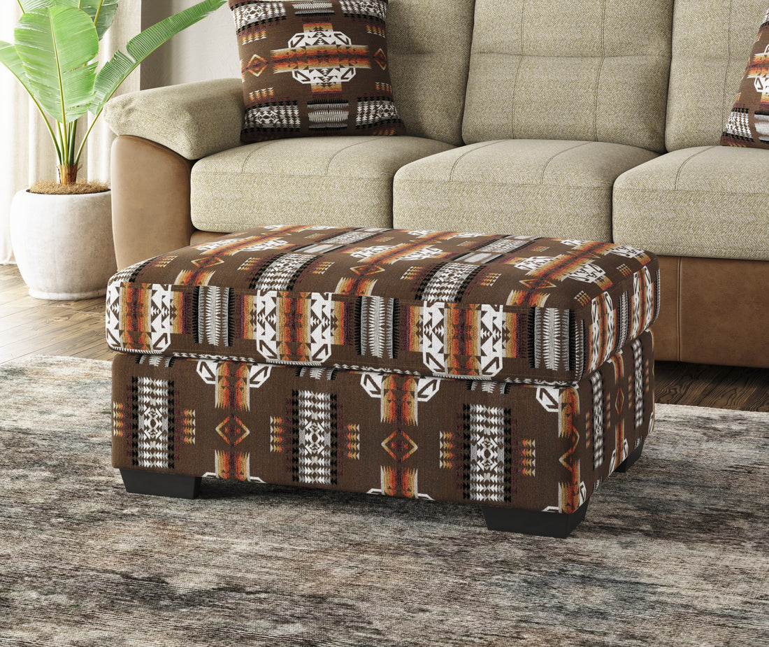 Fangio Brown Storage Ottoman Brown Foam Solid Wood