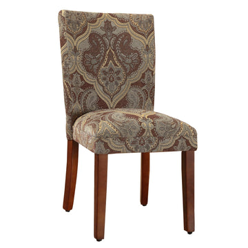 Fabric Upholstered Wooden Parson Chair With Paisley Print, Multicolor, Set Of Two Multicolor Wood Fabric