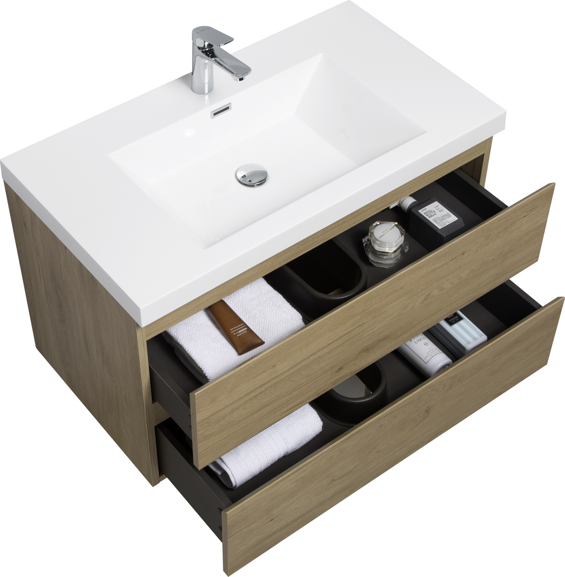 36" Floating Bathroom Vanity with Sink, Modern Wall 2-oak-bathroom-wall mounted-mdf