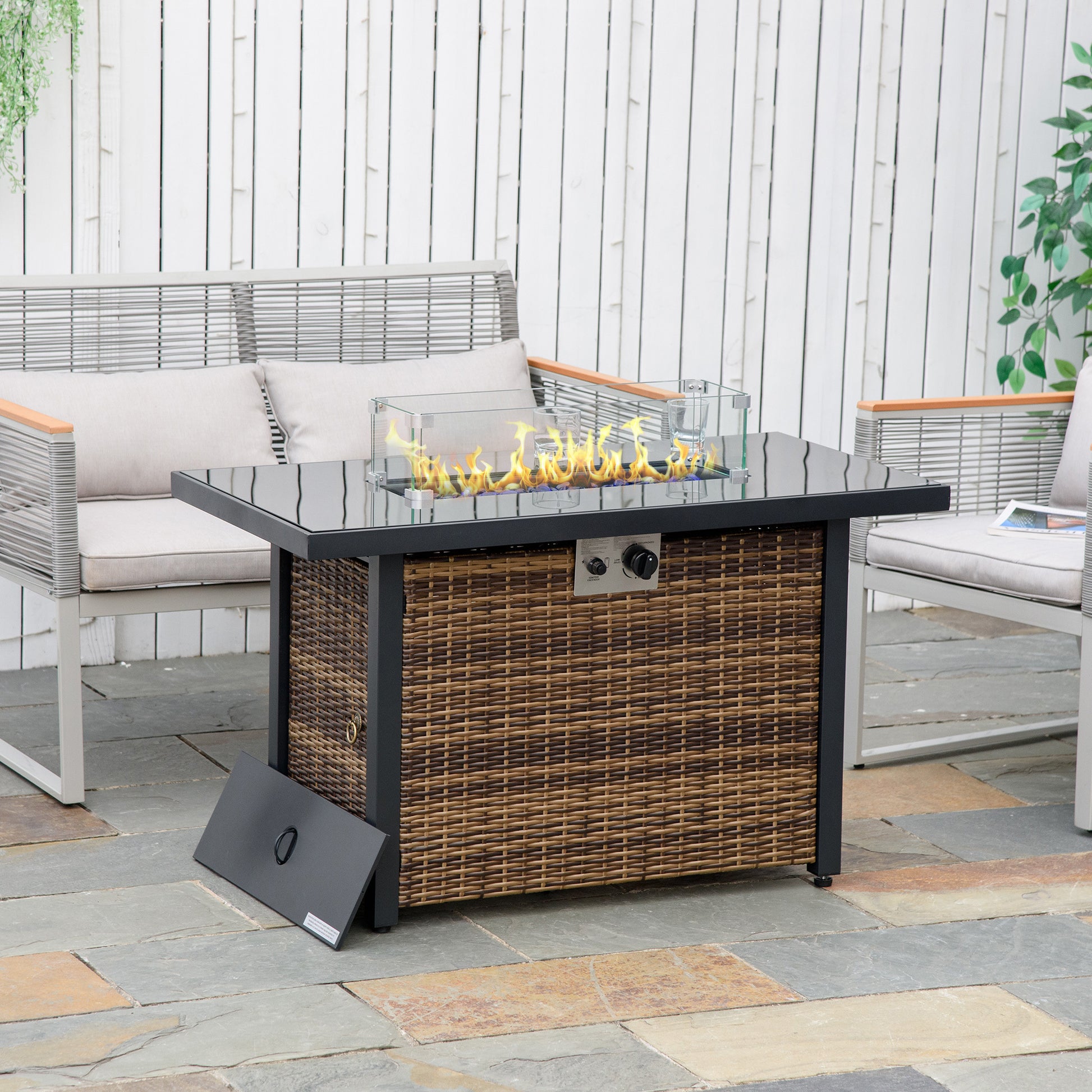 Outsunny 43In Outdoor Propane Gas Fire Pit Table