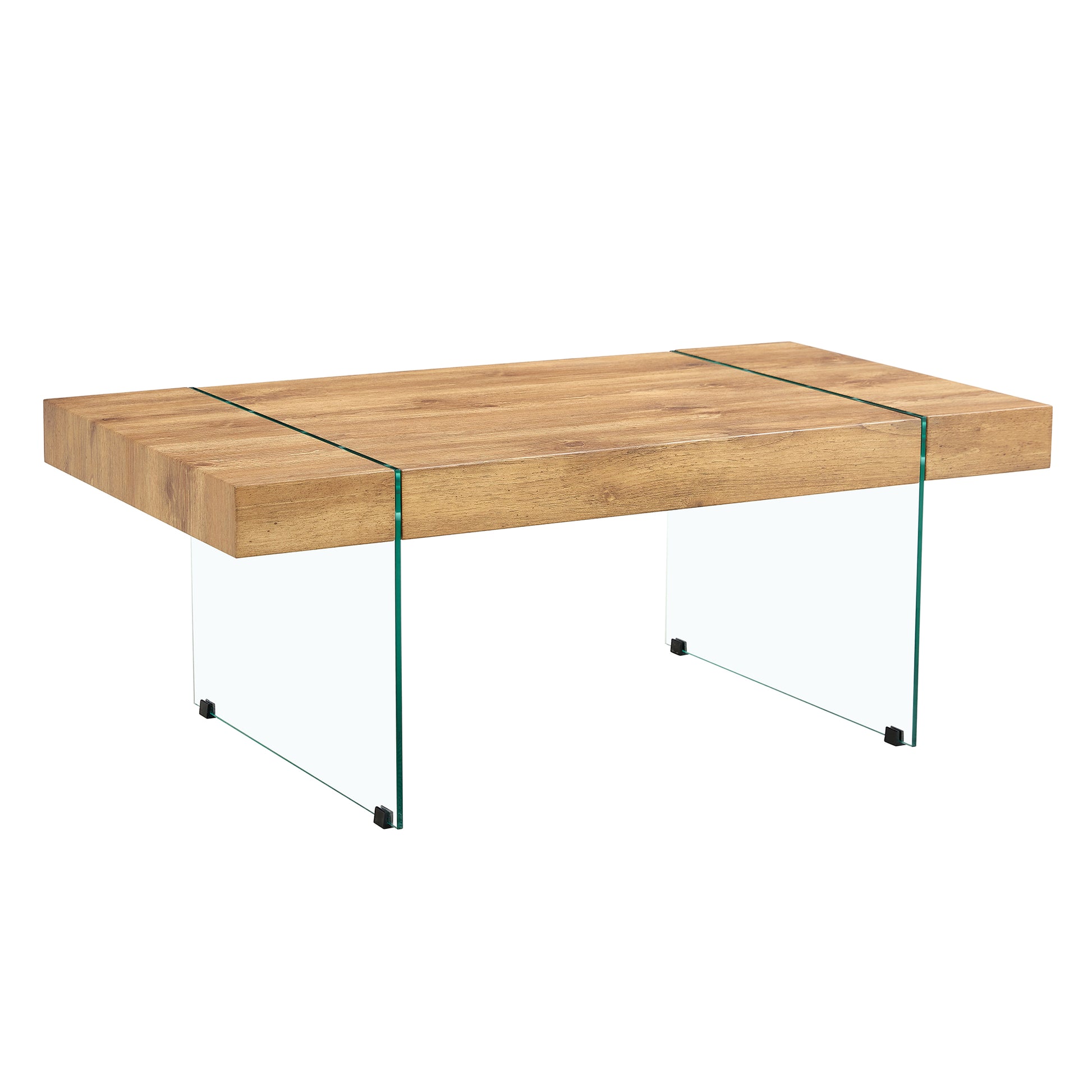 43.3"X23.6" Wood Colored Texture Sticker Mdf Coffee Table With Tempered Glass Legs.Suitable For Living Room.It Can Be Used Not Only As A Coffee Table But Also As A Side Table Or Display Stand. Wood