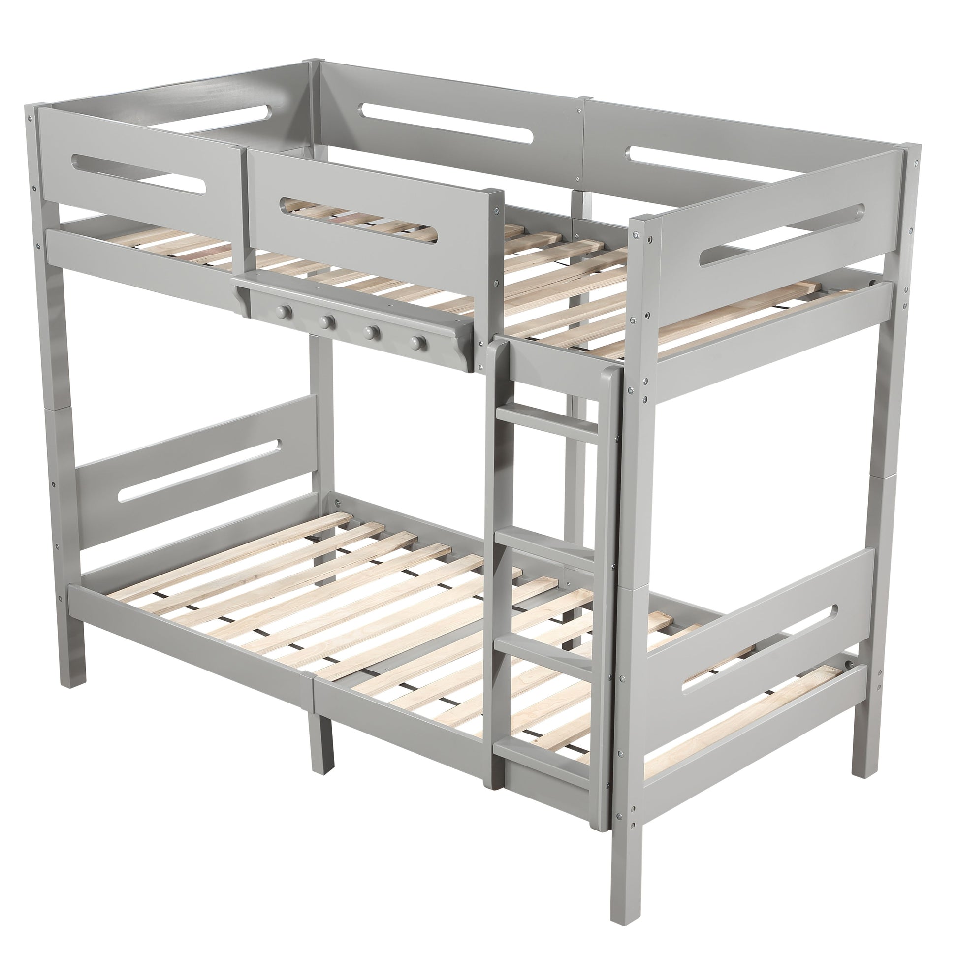 Grey Twin Twin Bunk Bed With Ladder And Hanger Grey Bedroom Wood