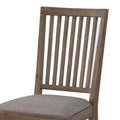 Wooden Chair With Fabric Upholstered Seat And Slat Style Back, Set Of 2, Oak Brown And Gray Grey Brown Wood Fabric