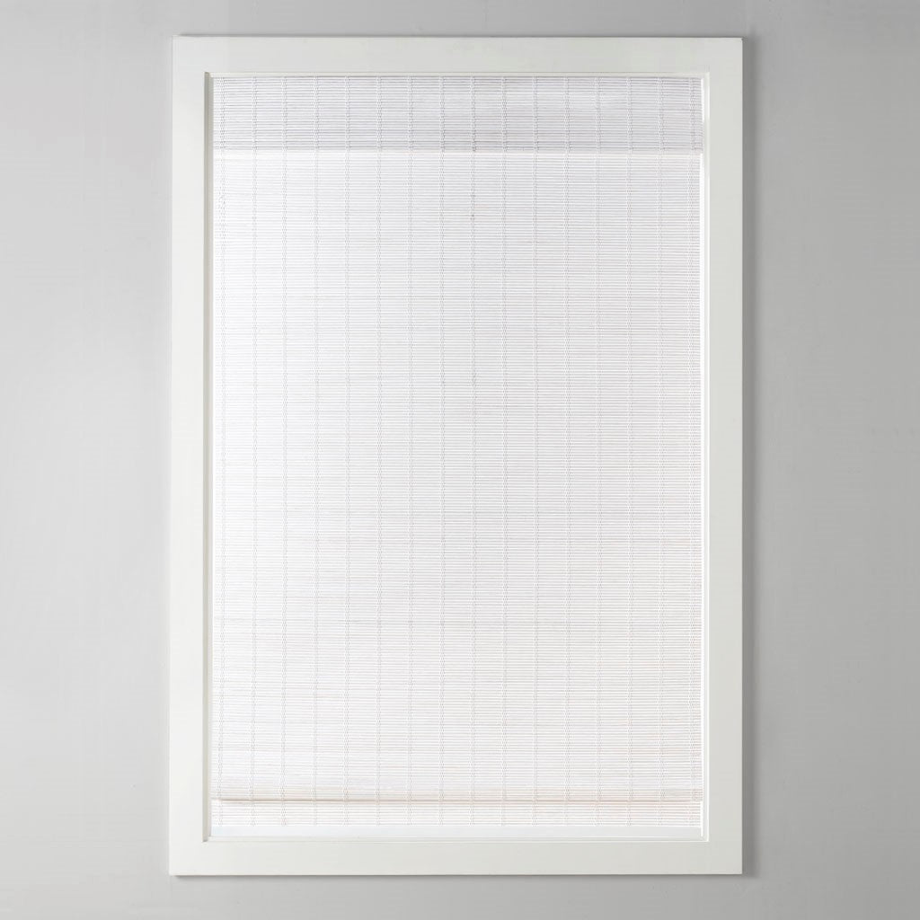 Bamboo Light Filtering Roman Shade 64"L White Bamboo