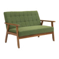 Coolmore Mid Century Modern Solid Loveseat Sofa Upholstered Linen Loveseat, 2 Seat Upholstered Loveseat Sofa Modern Couch Green Linen 2 Seat