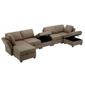 Free Combinations Storage Functional Modular Sectional Sofa With Thick Seat And Back Cushions Brown Polyester 4 Seat