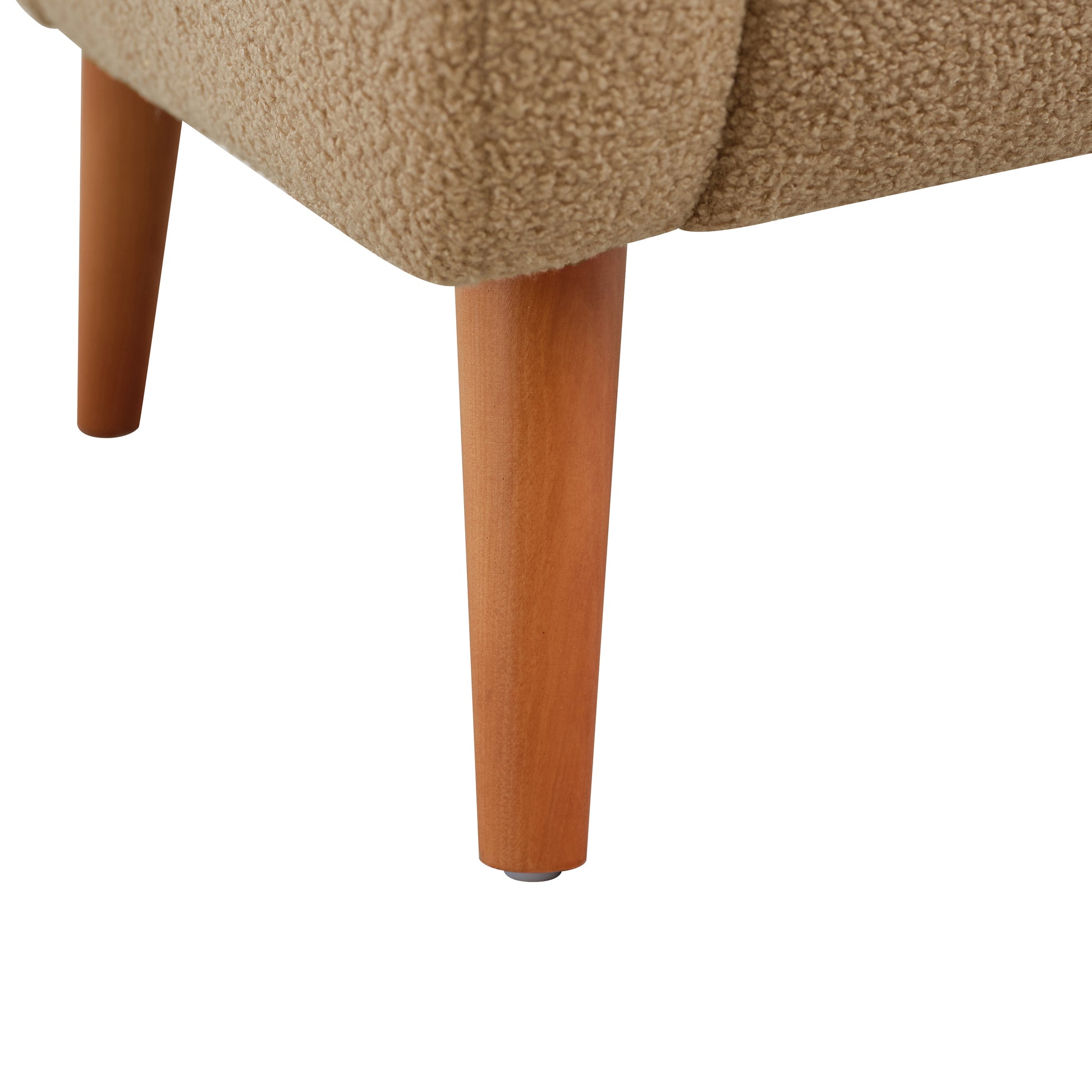 Modern Wingback Lounge Chair Stylish Design, Soft Fabric, Solid Wood Legs, Durable Frame,Brown Camel Boucle