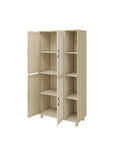 4 Door Cabinet With 4 Shelves With 4 Adjustable Inner Shelves, Storage Cabinet Natural Mdf