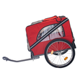 Dog Bike Trailer,Mesh Dog Cart With 3 Entrances, Safety Flag, 8 Reflectors, Folding Pet Carrier Wagon With 20 Inch Wheels, Bicycle Carrier For Medium And Small Sized Dogs Red Black Fabric Steel