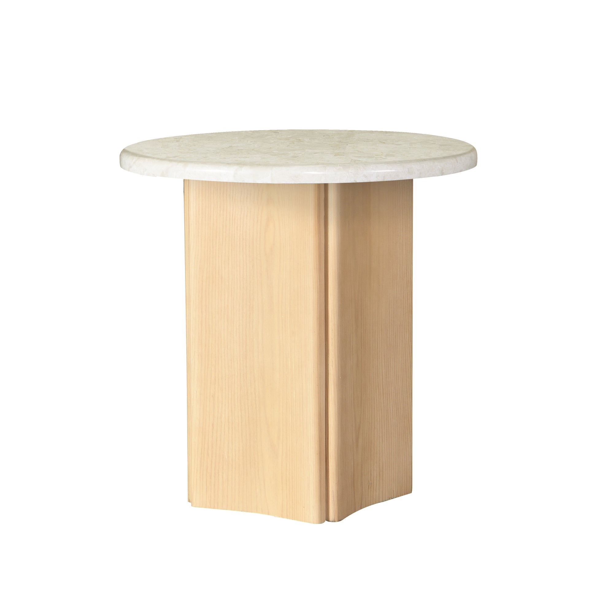 Qwin End Table, Marble Top & Oak Finish Lv03006 White Natural Solid Wood Mdf Resin