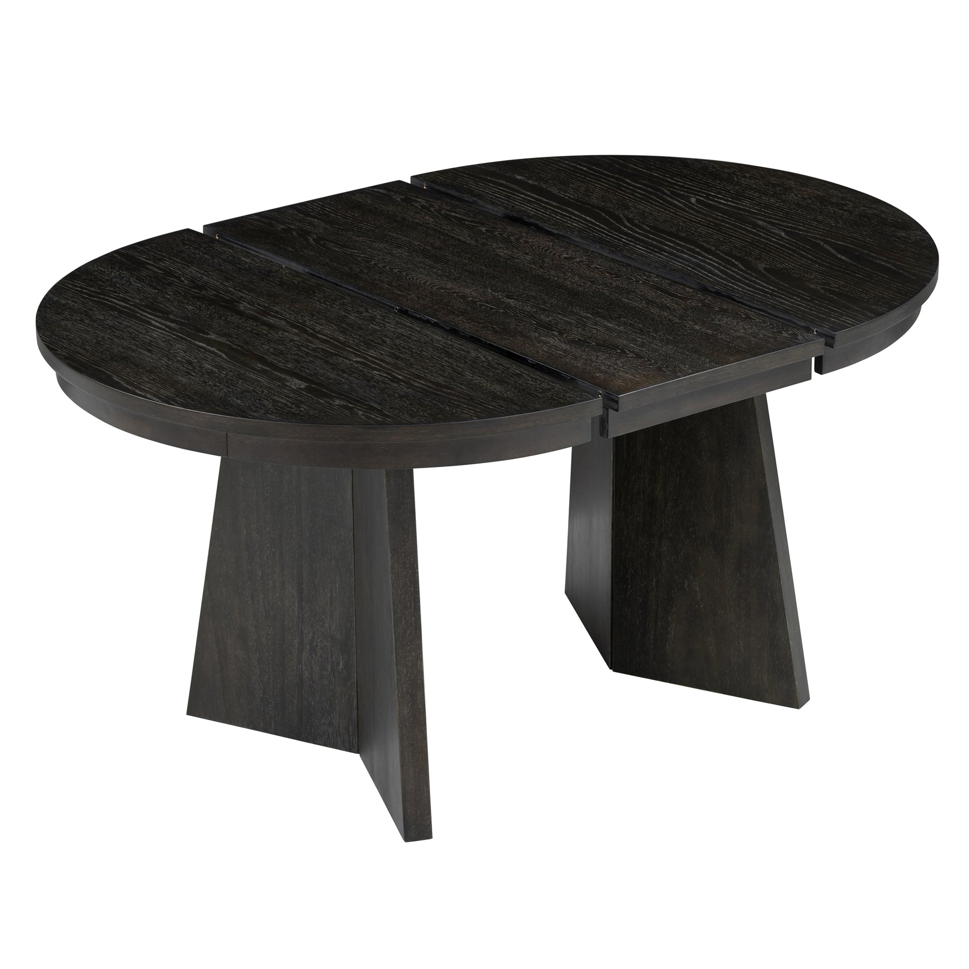 Retro Extendable Dining Table With A 16 Inch Middle Leaf For Dining Room And Kitchen Espresso Espresso Solid Wood Mdf