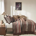 5 Piece Reversible Jacquard Bedspread Set Red King King Red Cotton