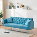 71 Inch Convertibleseat Sofa, American Retro, Light Blue Velvet, Suitable For Small Living Room, Bedroom, Office Light Blue Velvet 2 Seat