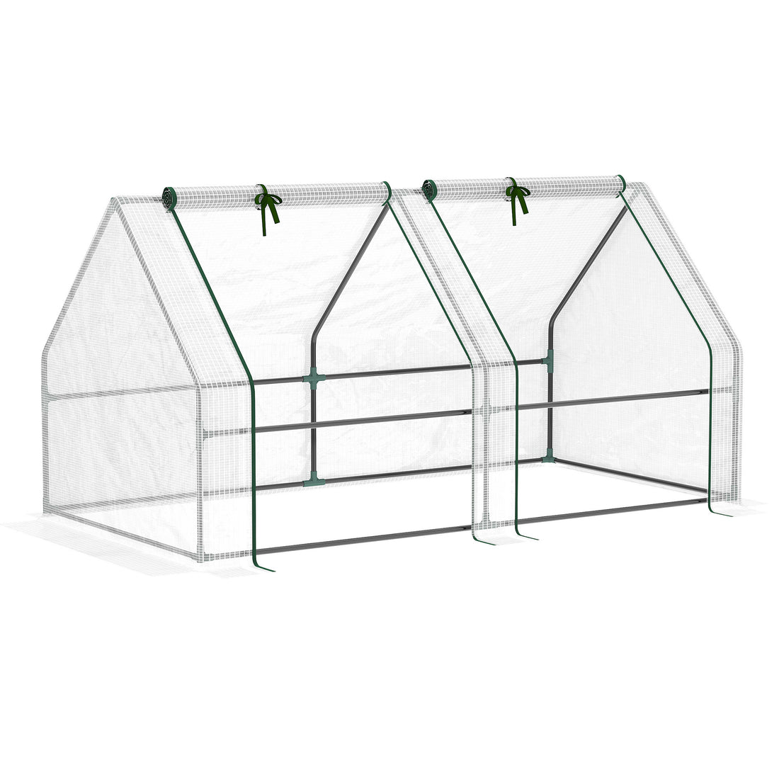 Outsunny 6' X 3' X 3' Portable Mini Greenhouse Outdoor Garden With Large Zipper Doors And Water Uv Pe Cover, White White Plastic