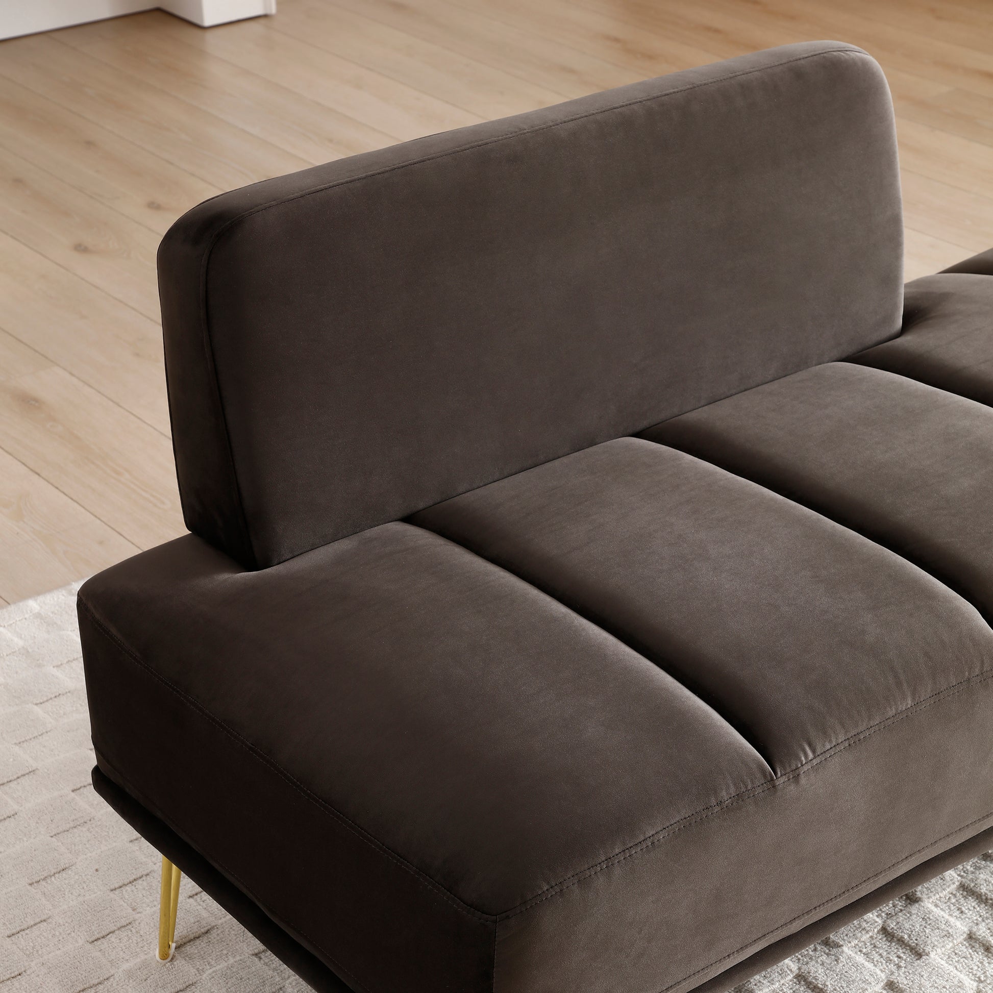 56.3"Inch Width Modern End Of Bed Bench,Velvet Fabric Upholstered 2 Seater Sofa Couch Entryway Ottoman Bench, Fuzzy Sofa Stool Footrest ,Window Bench With Gold Metal Legs For Bedroom, Living Room,Grey Dark Grey Velvet Wood Primary Living Space Velvet 2