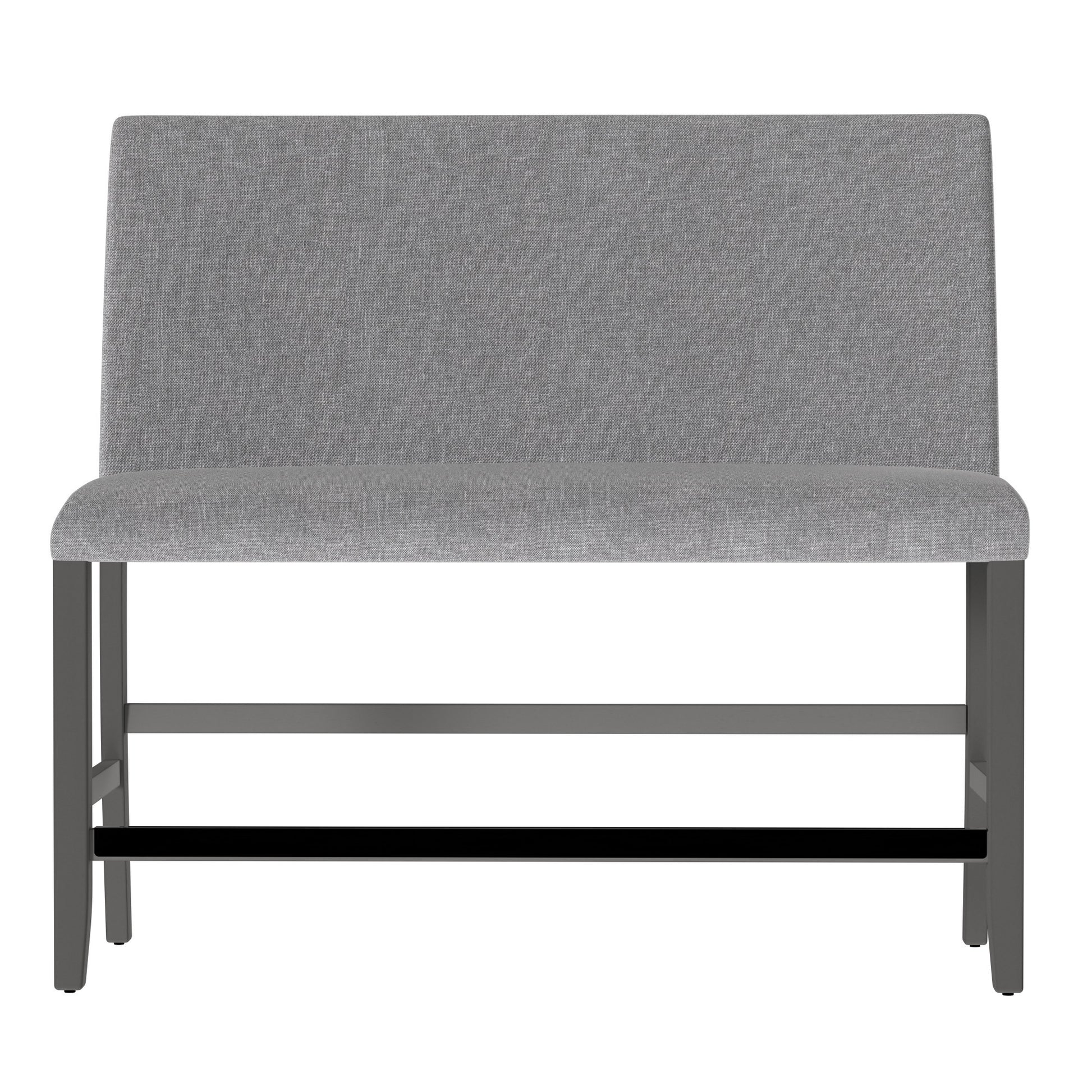 Glimm Gray Upholstered Bench With Back Gray Foam Engineered Wood
