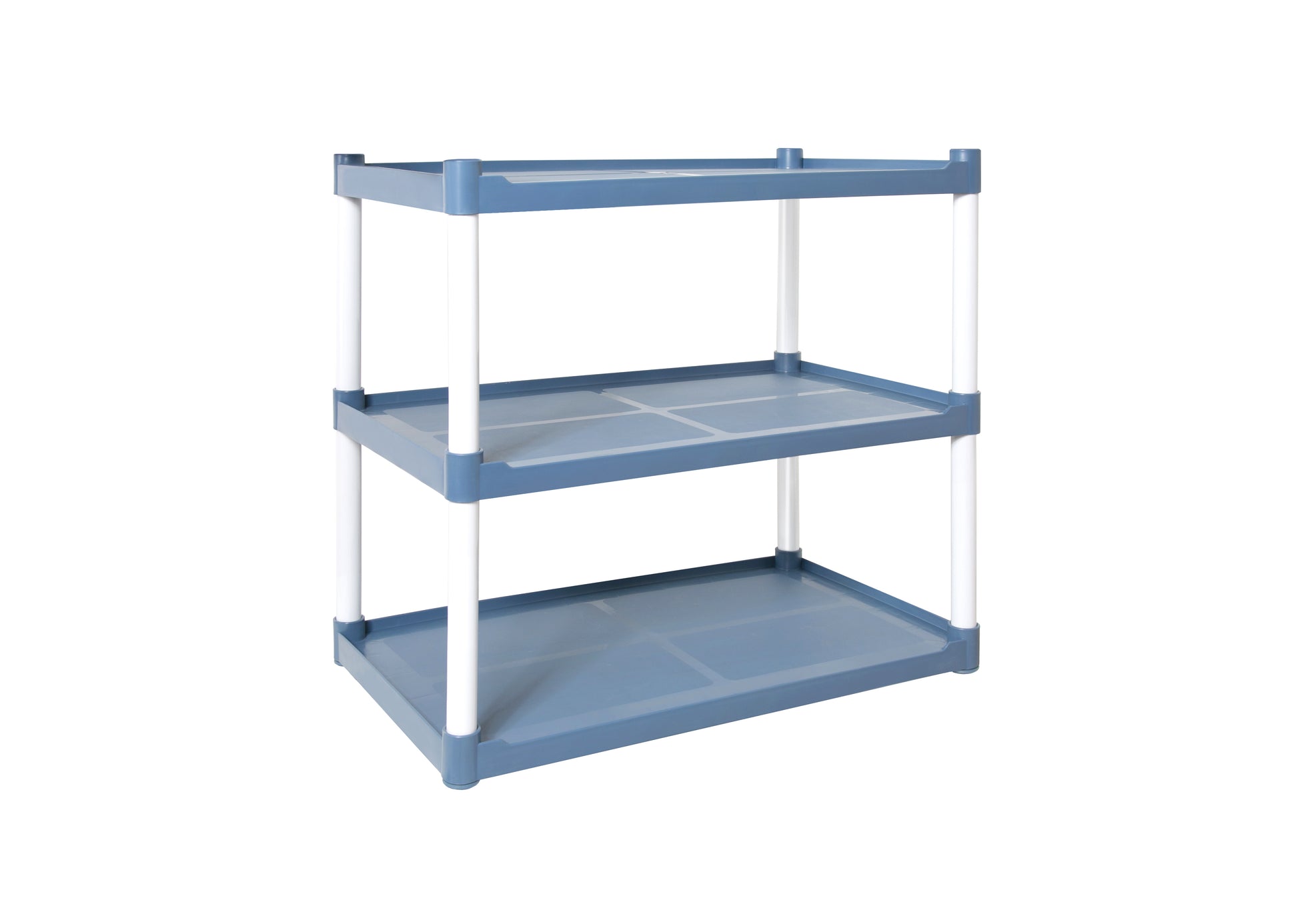 3 Tier Plastic Service Utility Cart With Wheels, Food Service Rolling Cart Heavy Duty 350Lbs Capacity,Commercial Rolling For Restaurant, Household, Office, Warehouse, 40.9''L X 19.6''W X 41.3''H Blue Polyethylene,Pvc