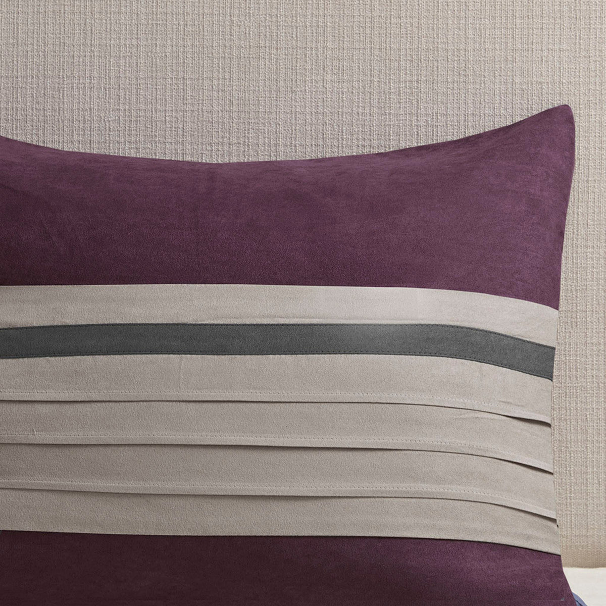 7 Pc Pieced Faux Suede Comforter Set Purple Queen Queen Purple Polyester