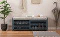 Distressed Shutter Storage Bench With Acacia Veneer For Retro Charm For Living Room, Entryway Navy Navy Mdf