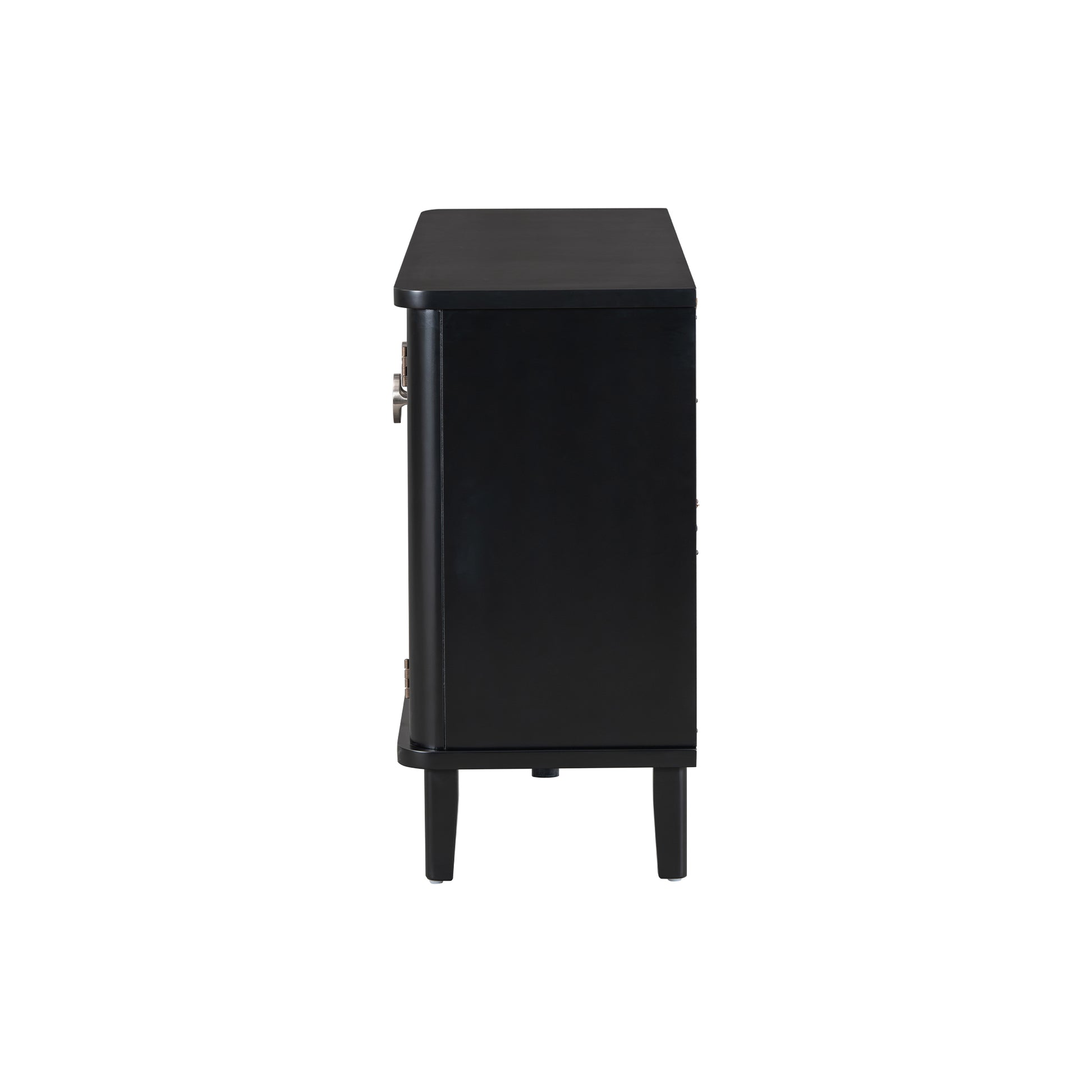 Simple And Atmospheric Solid Wood Veneer Fraxinus Mandschuric Cabinet With Three Acacia Solid Doors,Adjustable, Suitable For Study, Corridors,And Entrances. Black Mdf