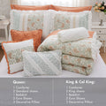 9 Piece Cotton Percale Comforter Set Coral King King Coral Polyester