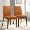 Ines Burnt Orange Velvet Dining Chair Set Of 2 Solid Brown,Burnt Orange Brown Dining Room Foam Wipe Clean Mid Century Modern Dining Chairs Foam Boucle,Solid Wood