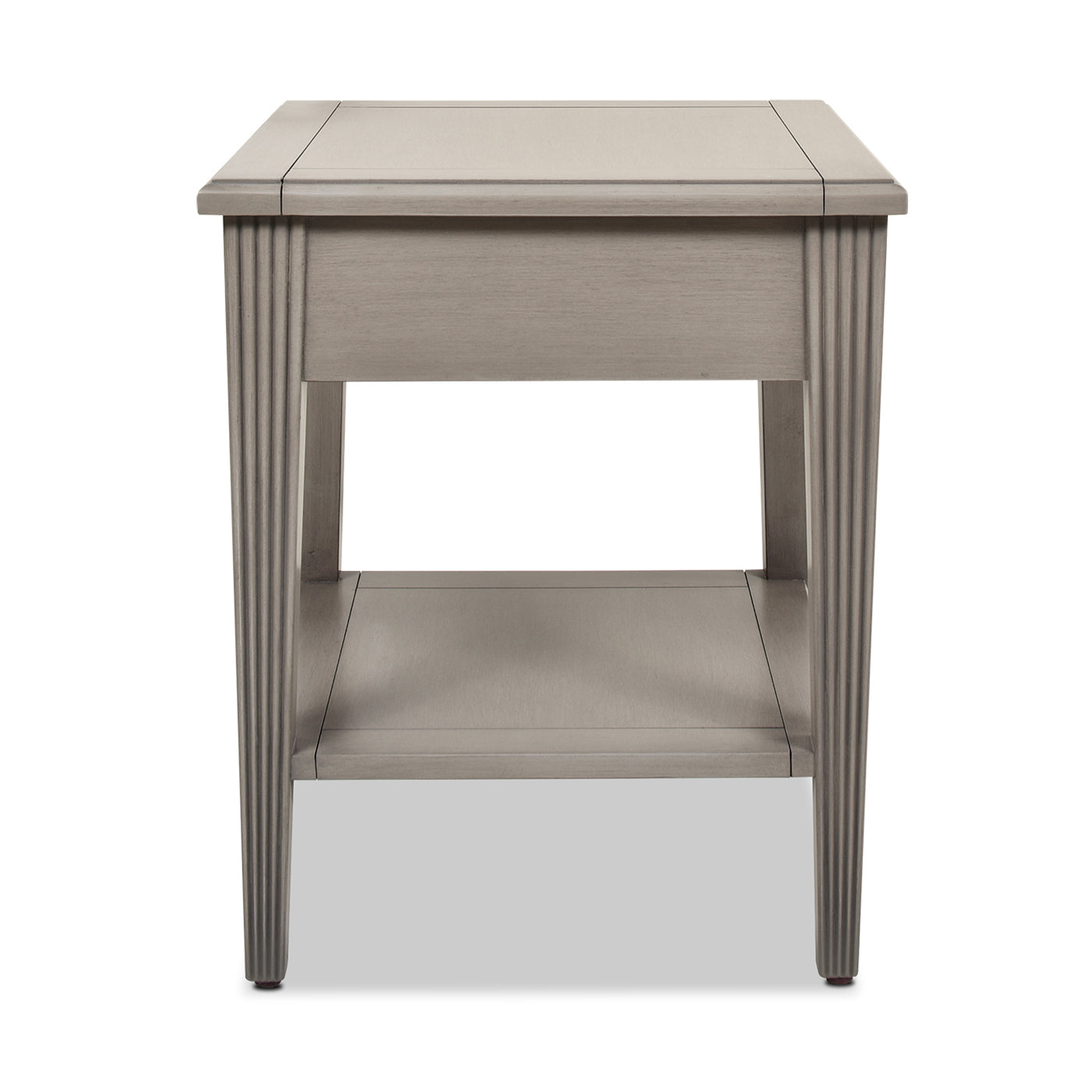 Dauphin Storage Shelf Side Table, Grey Cashmere Wood Gray Solid Wood Mdf Solid Wood Mdf