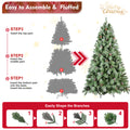 9Ft Scotch Pine Christmas Tree, Premium Frosted Pre Decorated Artificial Holiday Decor W 2,518 Branch Tips, Xmas Trees For Holiday Party Decoration Green Polyvinyl Chloride