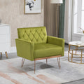 Coolmore Velvet Armchair Single Sofa Modern Tufted Upholstered Side Reading Chairs With Arm And Gold Metal Leg For Living Room Bedroom Olive Green Olive Green Foam Velvet