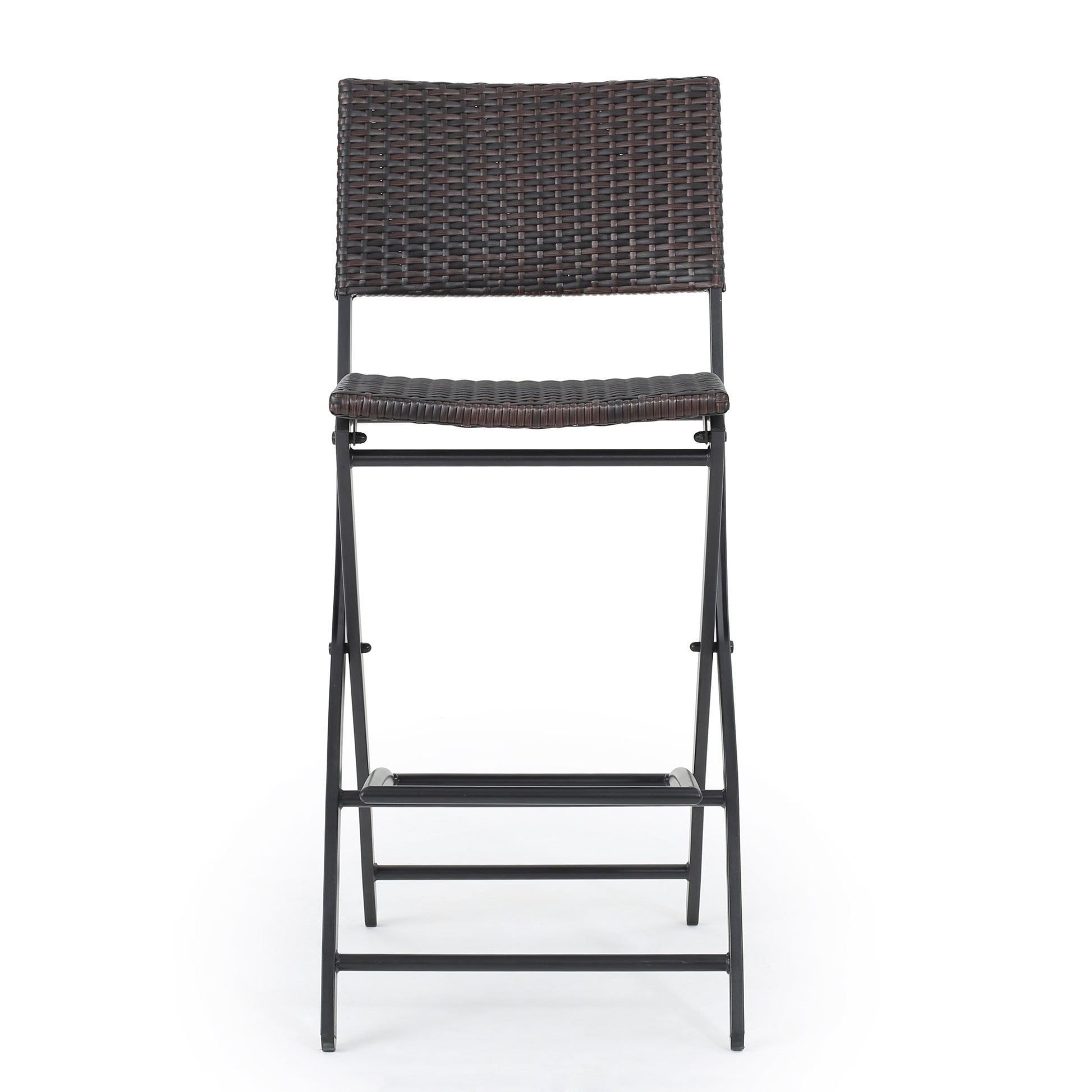 Outdoor Wicker Barstools Faux Rattan Patio Bar Stool Foldable Chair, 2 Pcs Set, Multibrown Brown Multi Garden & Outdoor American Design,Antique,Classic Pe Rattan Iron