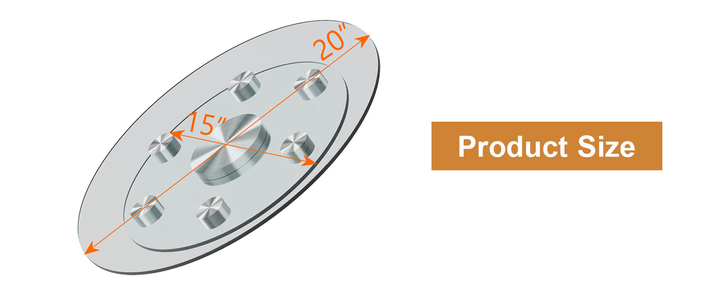Double Layer Rotatable Round Glass.The Rotatable Design Makes It More Convenient To Retrieve And Place Items.The Upper Glass Has A Diameter Of 20 Inches, While The Lower Glass15 Inches. Transparent Glass