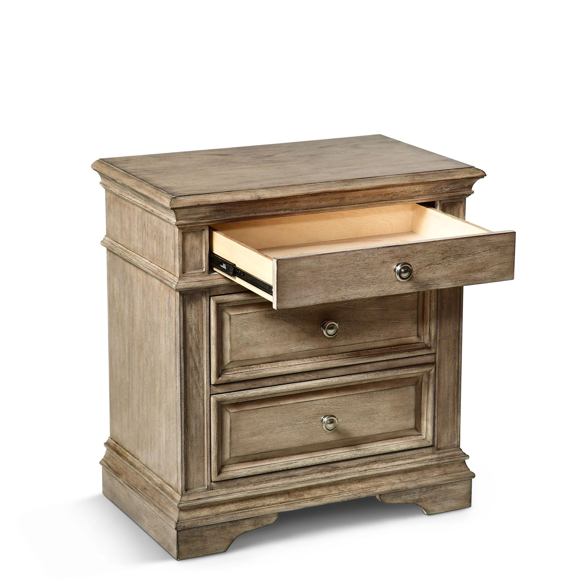 Highland Park Nightstand With Usb Waxed Driftwood Light Brown Wood