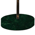 26 Inch Modern Accent Table, Round Tray Top, Dark Green Marble Base, Brown Black Brown Wood Metal