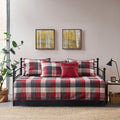 6 Piece Reversible Plaid Daybed Cover Set Red Daybed Red Microfiber
