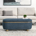 Storage Ottoman Bench, Upholstered End Of Bed Ottoman Bench With Storage And Seating, Large Blanket Storage Bench For Foot Rest In Bedroom, Living Room, Entryway, Dark Blue Dark Blue Foam