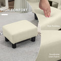Homcom Ottoman Foot Rest, Small Foot Stool With Linen Fabric Upholstery And Plastic Legs, Cube Ottoman For Living Room, Beige Beige Linen