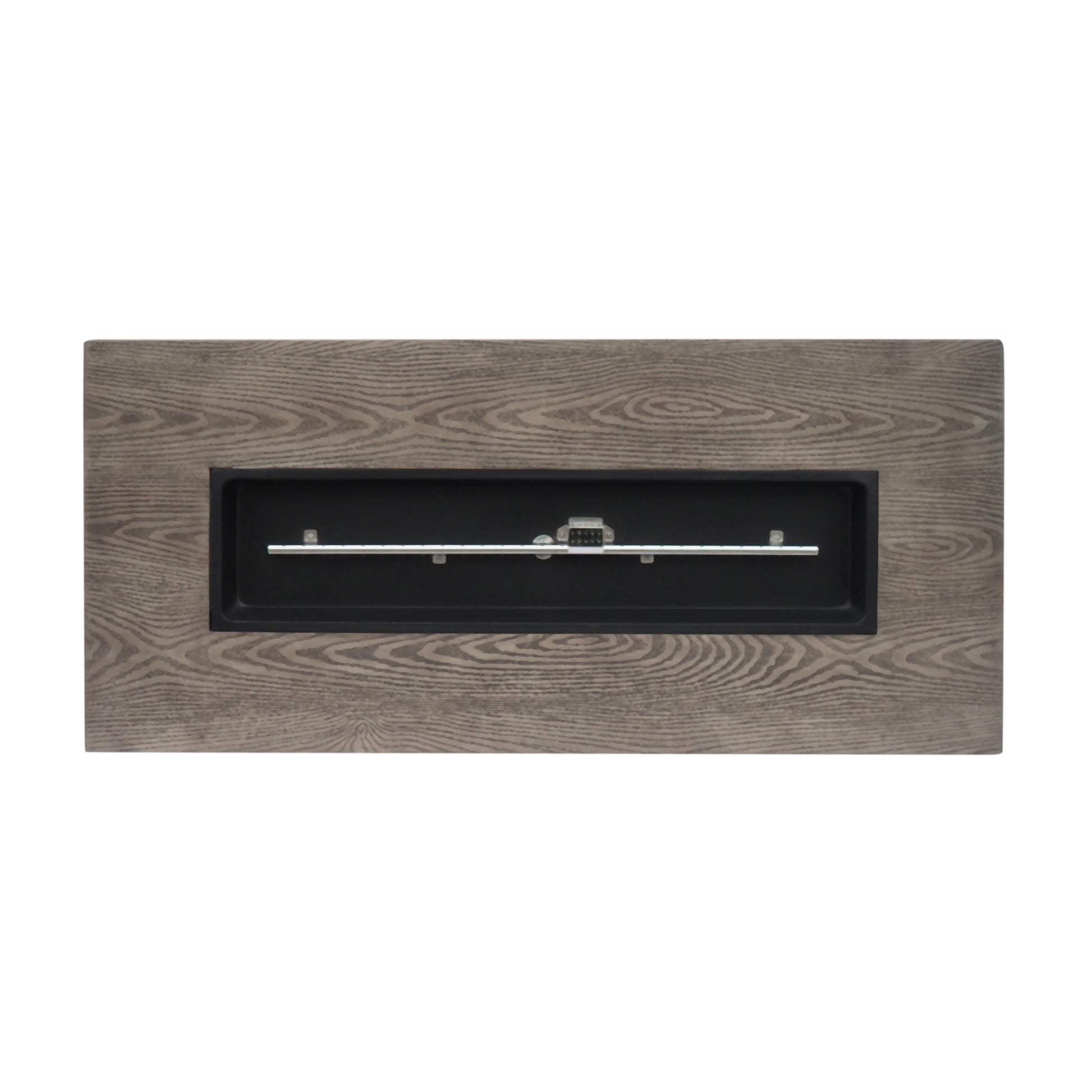 56" Outdoor 50,000 Btu Rectangular Iron Propane Fire Pit, Brown Wood Pattern Tank Cover Not Included Wood Iron