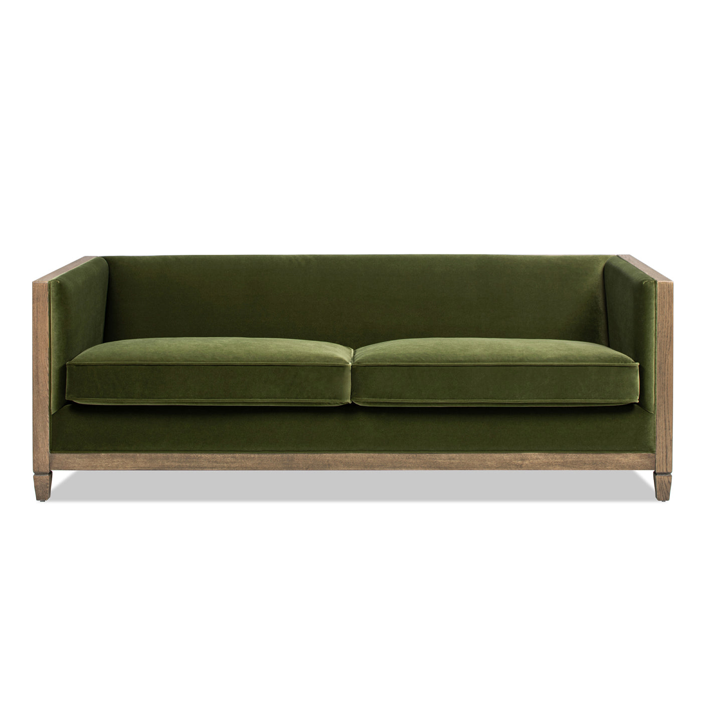 Georgia 81" Cane Rattan Tuxedo Sofa, Olive Green Performance Velvet Olive Green Foam Wood Fabric Rattan 2 Seat