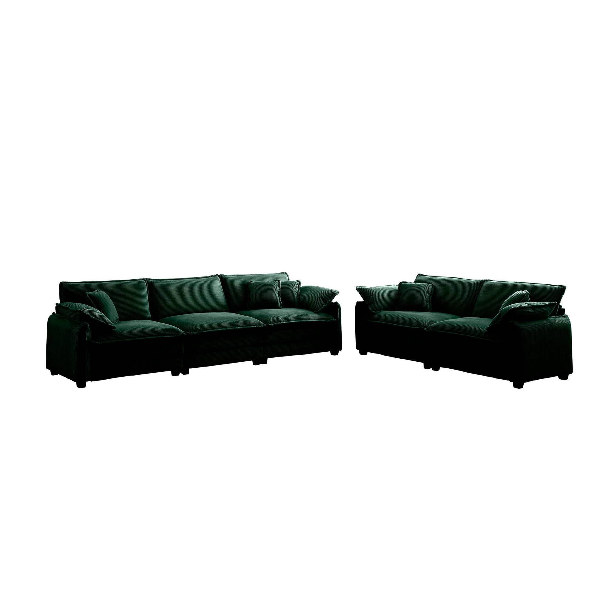 Family Sofa Set Deep Seat Sofa, Warm Sofa For Home Cinema And Living Room, One 2 Seater Sofa And One 3 Seater Sofa,Green Corduroy Green Corduroy 5 Seat
