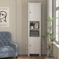 Bathroom Floor Storage Cabinet With 2 Doors Living Room Wooden Cabinet With 6 Shelves 15.75 X 11.81 X 66.93 Inch White Mdf