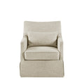 Skirted Swivel Chair Beige Wood