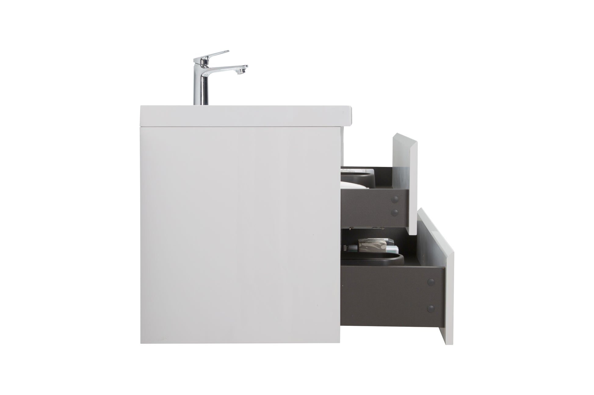 36" Floating Bathroom Vanity With Sink, Modern Wall Mounted Bathroom Storage Vanity Cabinet With Resin Top Basin And Soft Close Drawers, Glossy White 24V11 36Gw 2 Glossy White Bathroom Wall Mounted