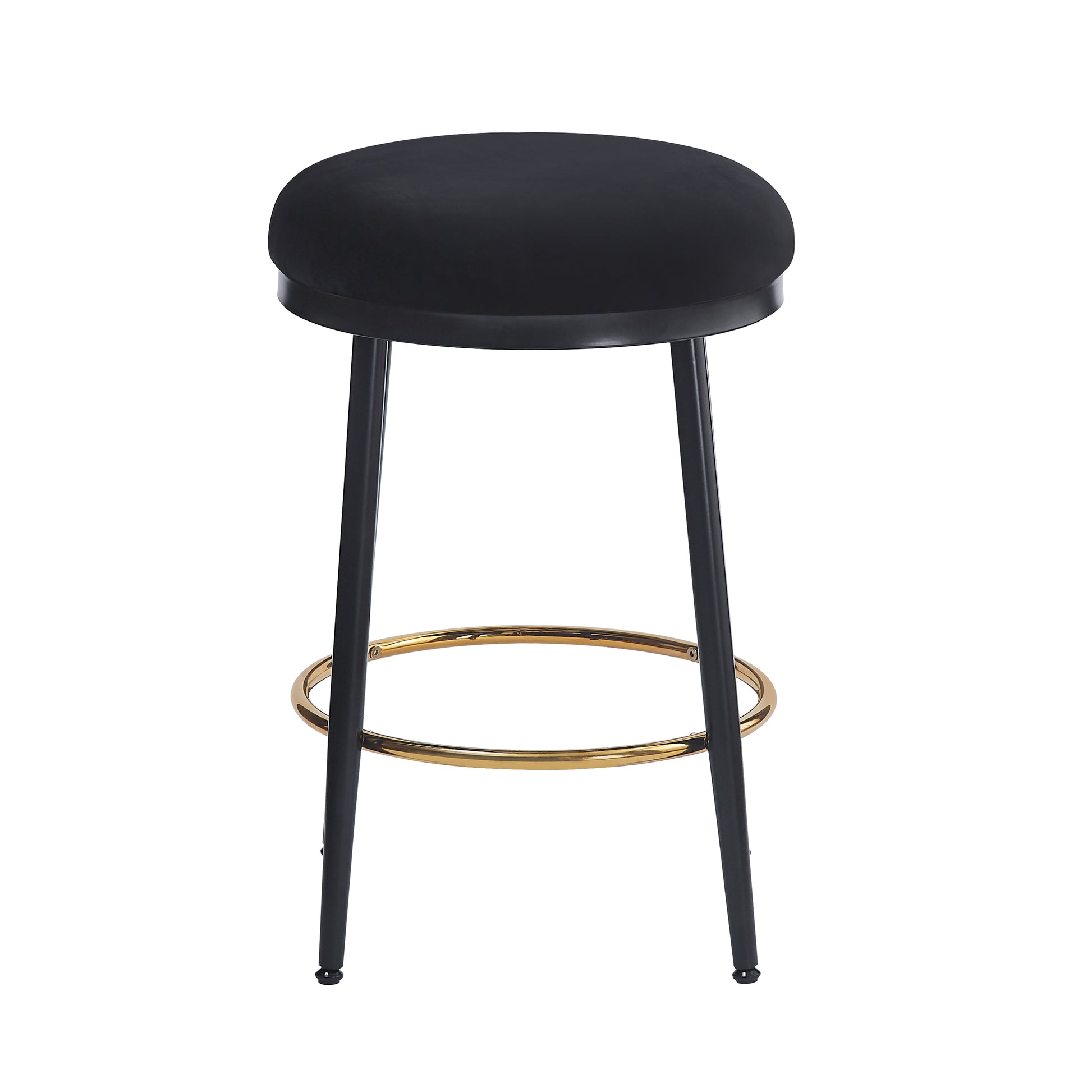 24.75'' Modern Counter Stools Set Of 4,Black Counter Stools With Iron Frame,Sponge Cushion,Footrest,Suitable For Kitchen Bedroom Dining Room. Iron Black Kitchen Sponge Round Modern Set Of 4 Or More