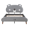 Full Size Upholstered Platform Bed With Koala Shaped Headboard, Gray Full Gray Velvet